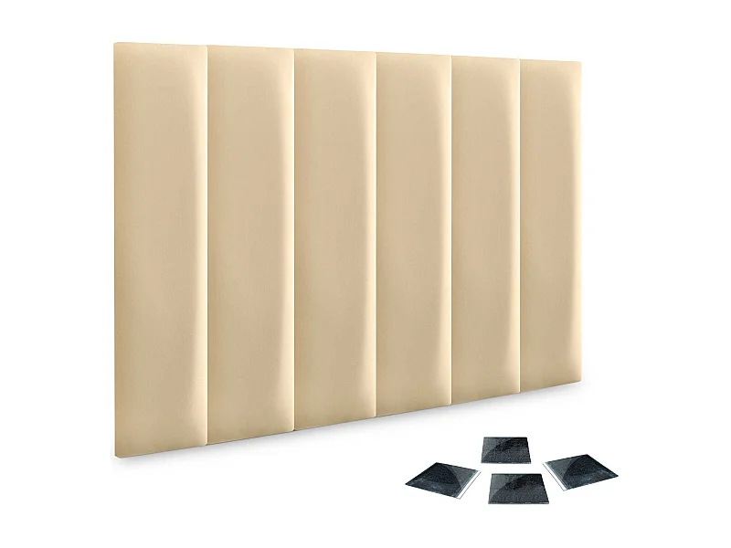 DHOME Conjunto de 6 painéis estofados em couro sintético ecológico Pacote autoadesivo para proteção acústica absorvente de parede (Baunilha, 60x20 cmx6)