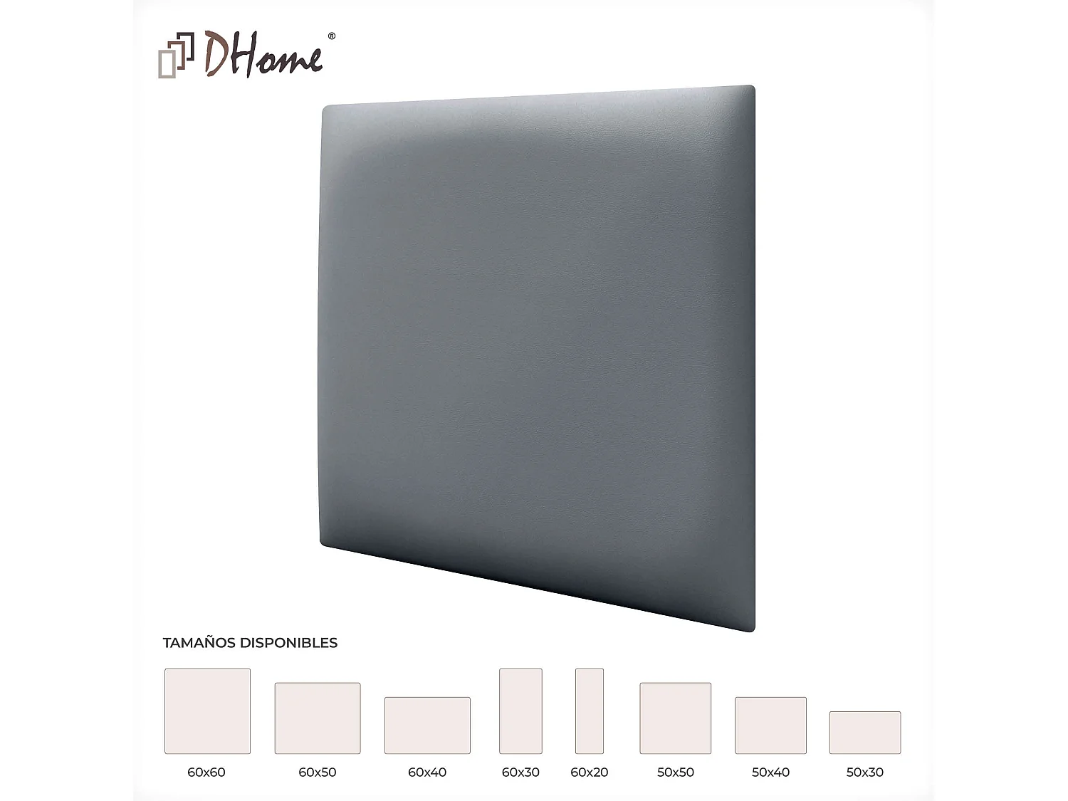 DHOME Panneaux Rembourrés en Similicuir Autocollants pour Mur Acoustiques Absorbants Protection contre les Chocs Têtes de Lit (gris, 50x50cm)