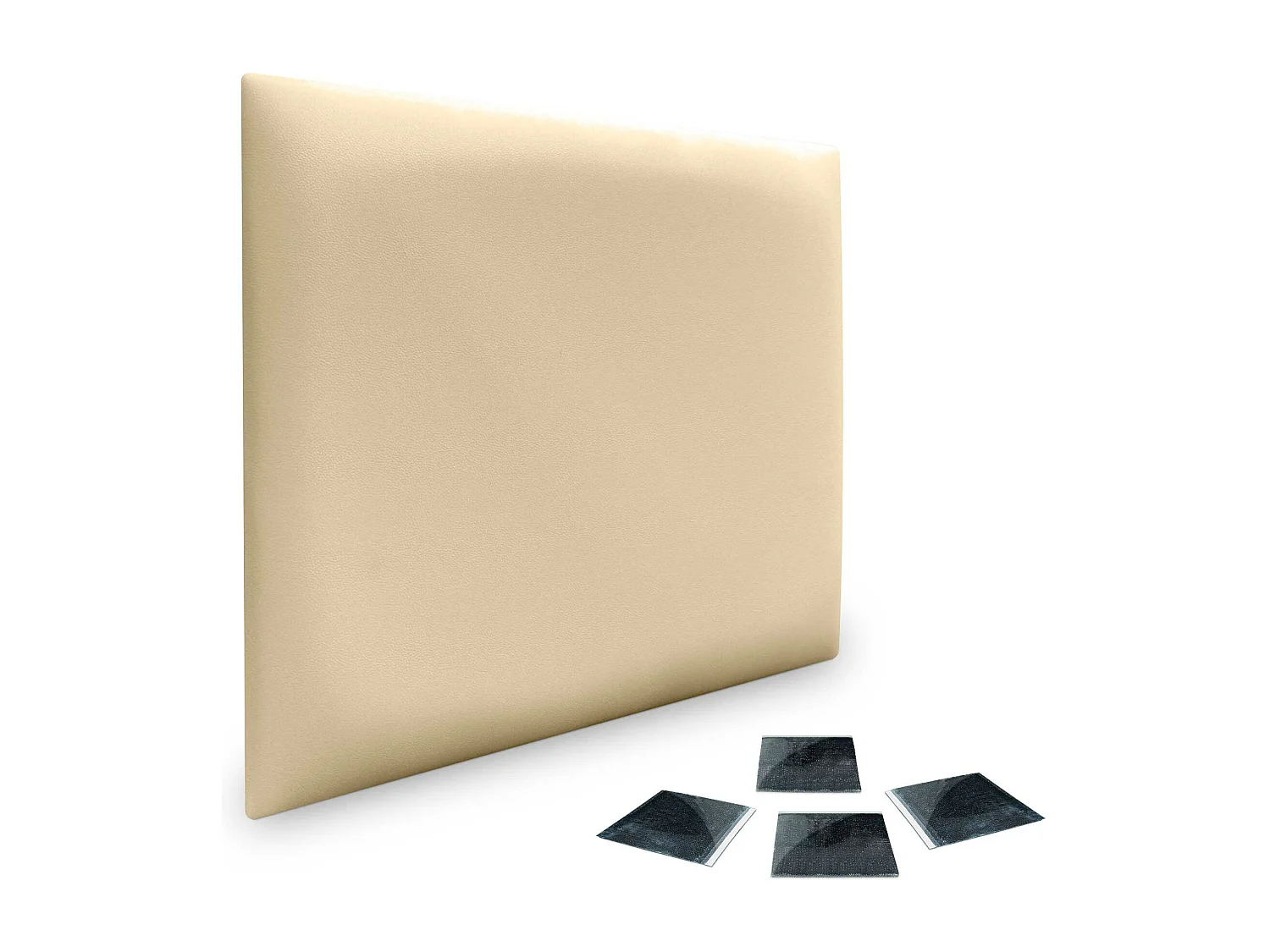 Lot de 1 panneau rembourré en similicuir écologique DHOME autocollant pour protection acoustique murale absorbante (Vanille, 50 x 50 cm, x1)