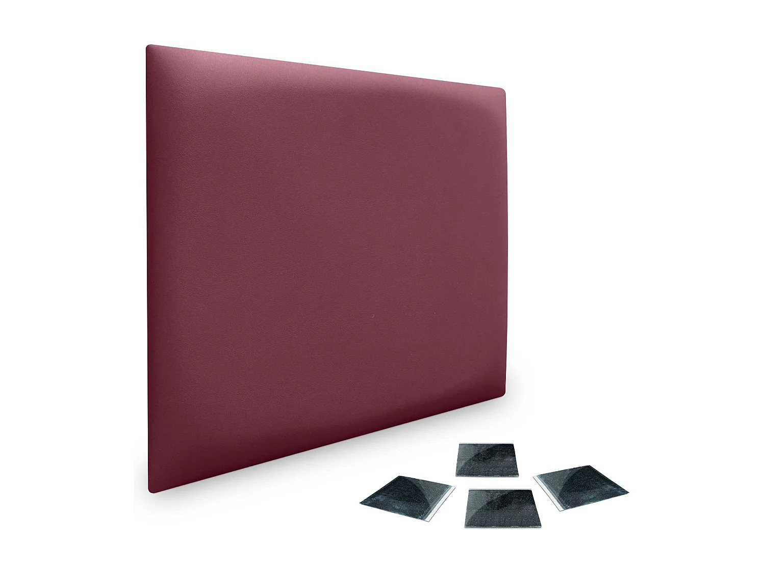 Lot de 1 panneau rembourré en similicuir écologique DHOME, autocollant pour protection acoustique murale absorbante (Rouge vin, 60 x 60 cm, x1)