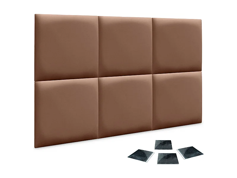DHOME Set mit 6 umweltfreundlichen Kunstleder-Polsterplatten, selbstklebendes Paket für Wände, schallabsorbierender Schutz(Ton, 60 x 60 cm x 6)
