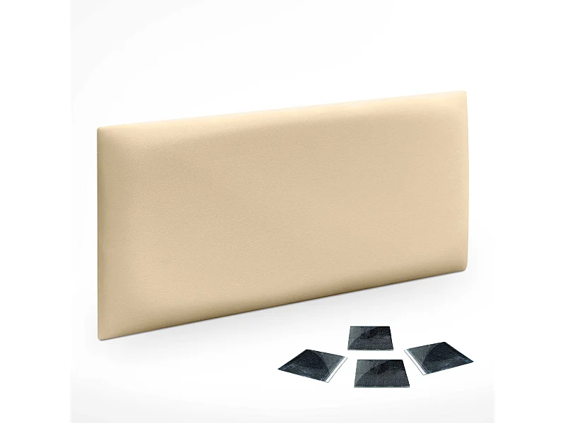 Lot de 1 panneau rembourré en similicuir écologique DHOME autocollant pour protection acoustique murale absorbante (Vanille, 50 x 40 cm, x1)