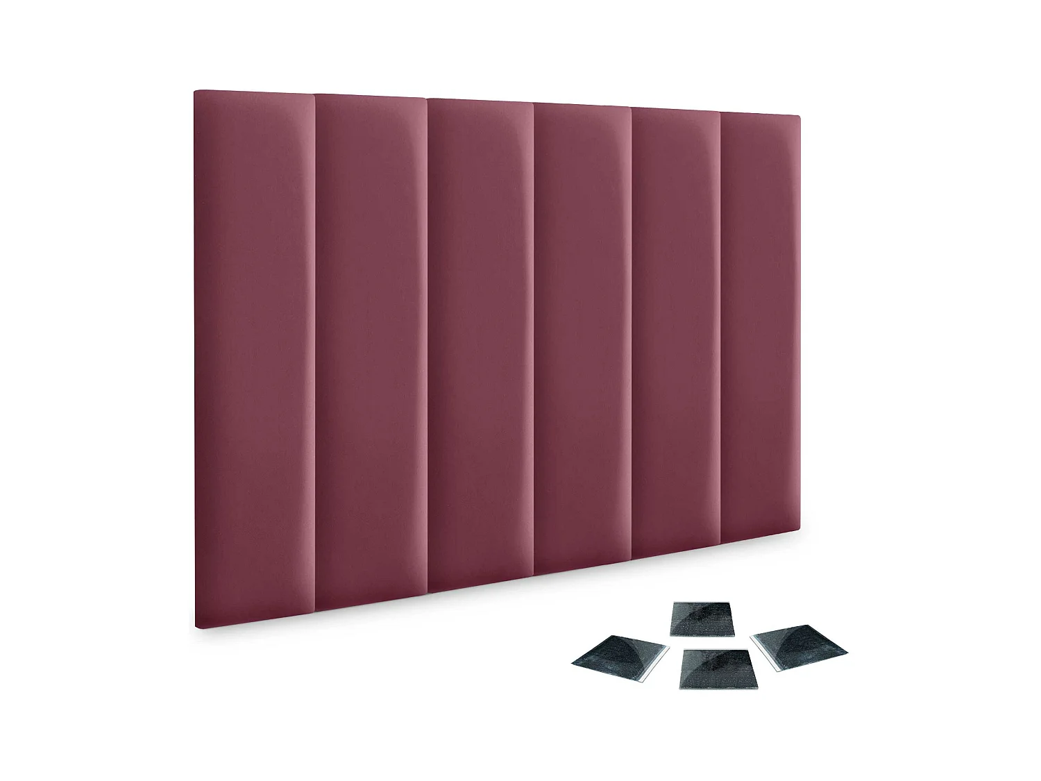 DHOME Set van 6 milieuvriendelijke kunstleren beklede panelen Zelfklevende verpakking voor akoestische absorberende bescherming aan de muur (wijnrood, 60x30 cmx6)