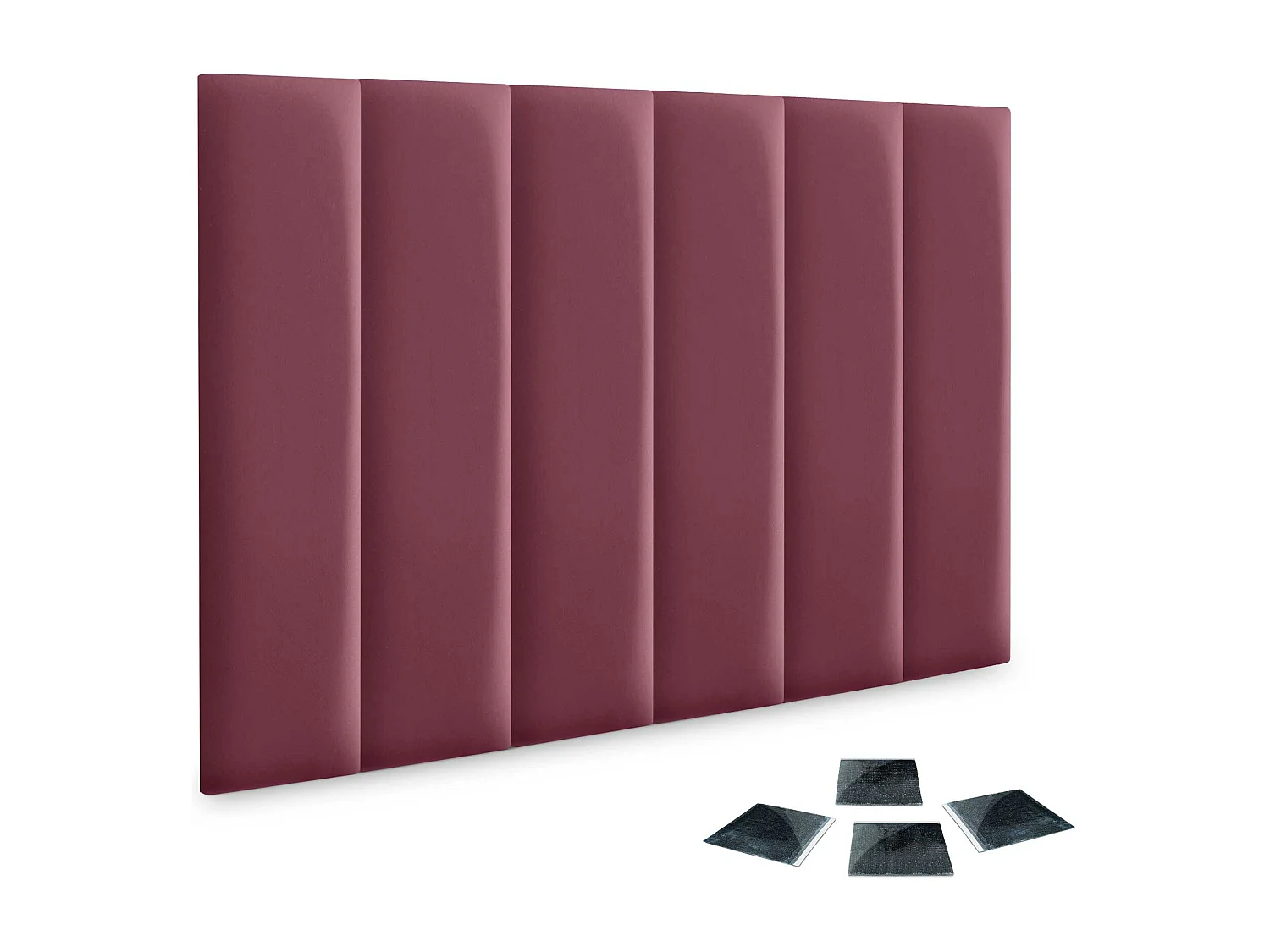 DHOME Juego de 6 Paneles Tapizados de Polipiel Ecológica Pack Autoadhesivos para Pared Acústicos Absorbentes Protección (Vino Tinto, 60x30cm, x6)