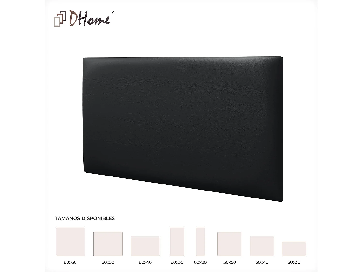 DHOME Panneaux Rembourrés en Similicuir Autocollants pour Mur Acoustiques Absorbants Protection contre les Chocs Têtes de Lit (noir, 60x40cm)