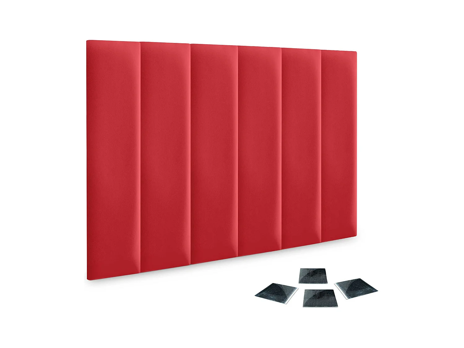 Lot de 1 panneau rembourré en similicuir écologique DHOME autocollant pour protection acoustique murale absorbante (Rouge, 60 x 20 cm, x6)
