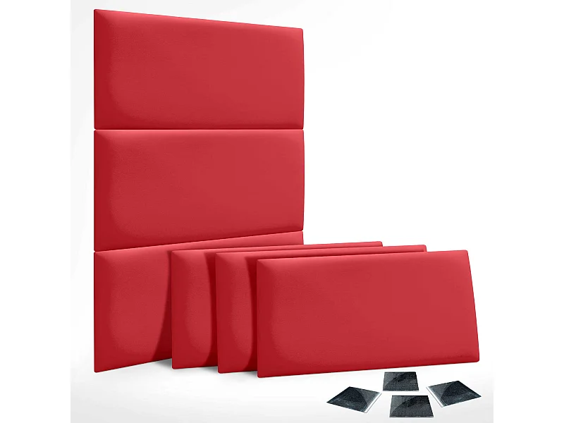 DHOME Set mit 6 umweltfreundlichen Kunstleder-Polsterplatten, selbstklebendes Paket für Wände, schallabsorbierender Schutz(rot, 50 x 40 cm x 6)