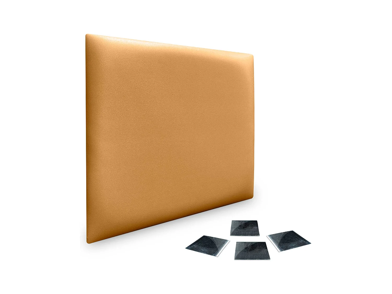 Lot de 1 panneau rembourré en similicuir écologique DHOME autocollant pour protection acoustique murale absorbante (or, 60 x 60 cm, x1)