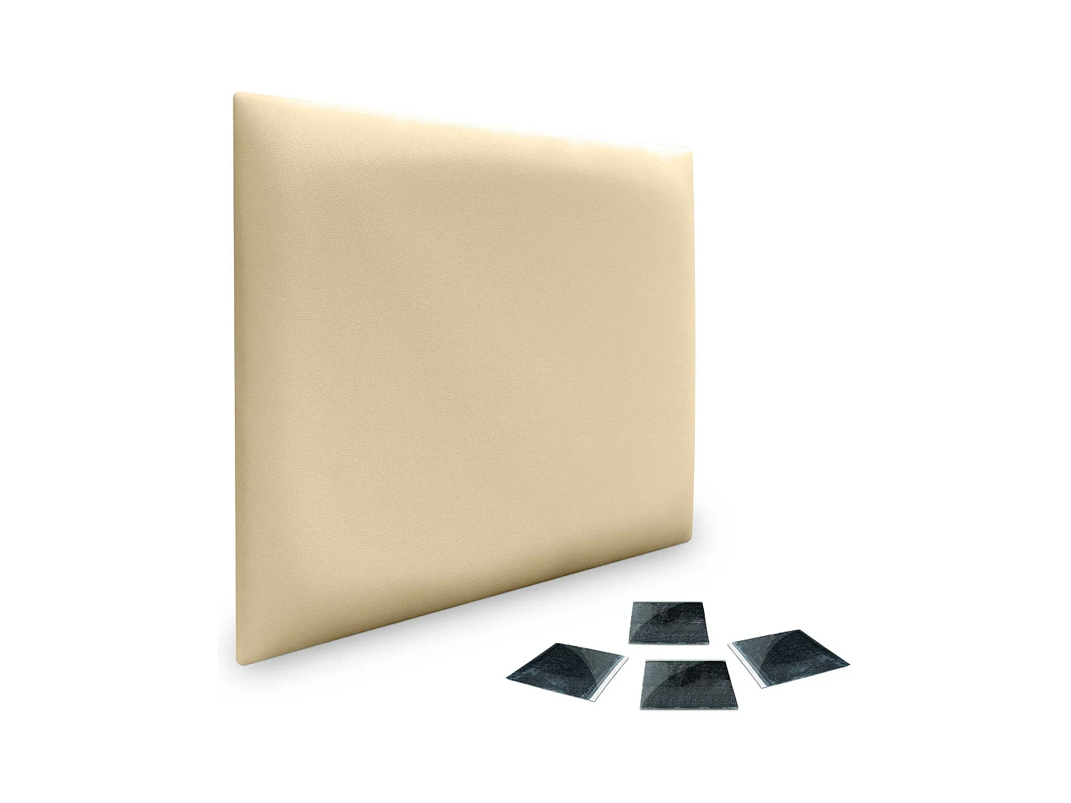 Lot de 1 panneau rembourré en similicuir écologique DHOME autocollant pour protection acoustique murale absorbante (Vanille, 60 x 60 cm, x1)