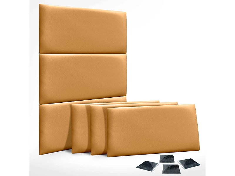 Lot de 1 panneau rembourré en similicuir écologique DHOME autocollant pour protection acoustique murale absorbante (or, 60 x 50 cm, x6)