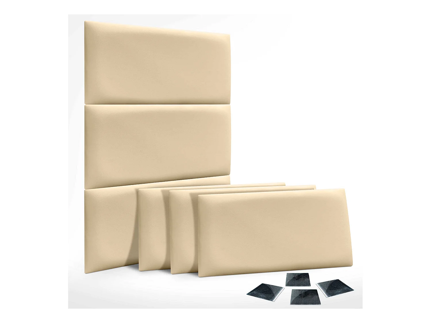 Lot de 1 panneau rembourré en similicuir écologique DHOME autocollant pour protection acoustique murale absorbante (Vanille, 50 x 30 cm, x6)