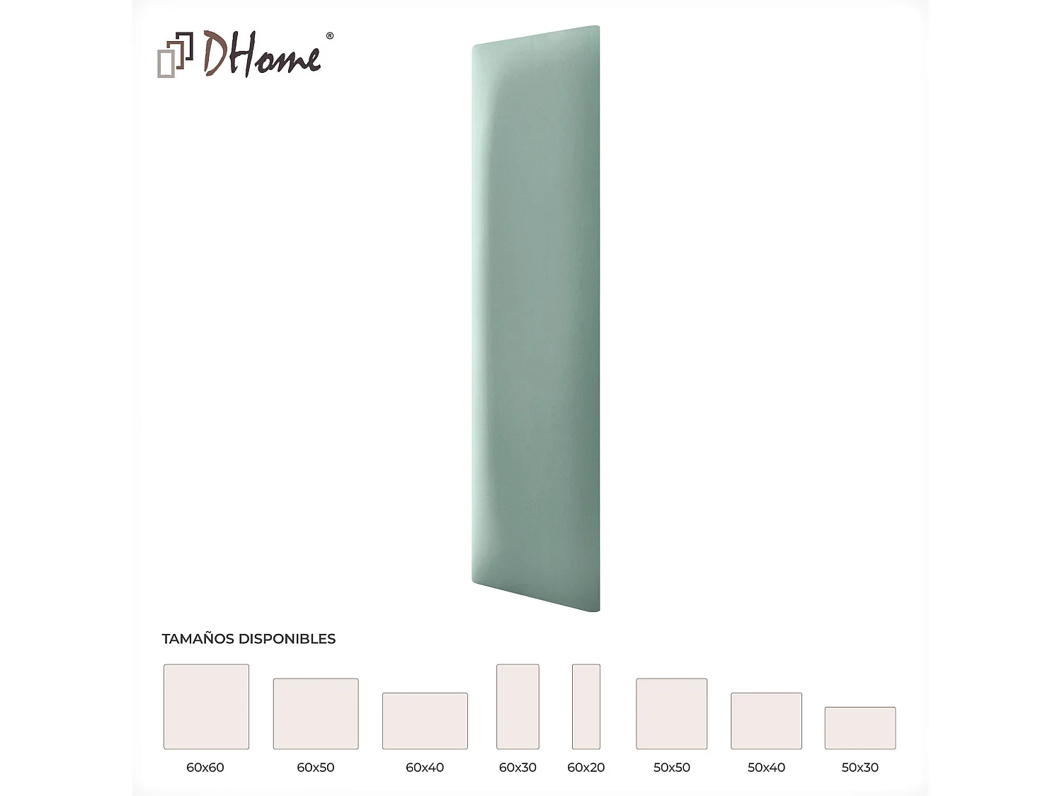 DHOME Panneaux Rembourrés en Similicuir Autocollants pour Mur Acoustiques Absorbants Protection contre les Chocs Têtes de Lit (vert d'eau, 60x20cm)