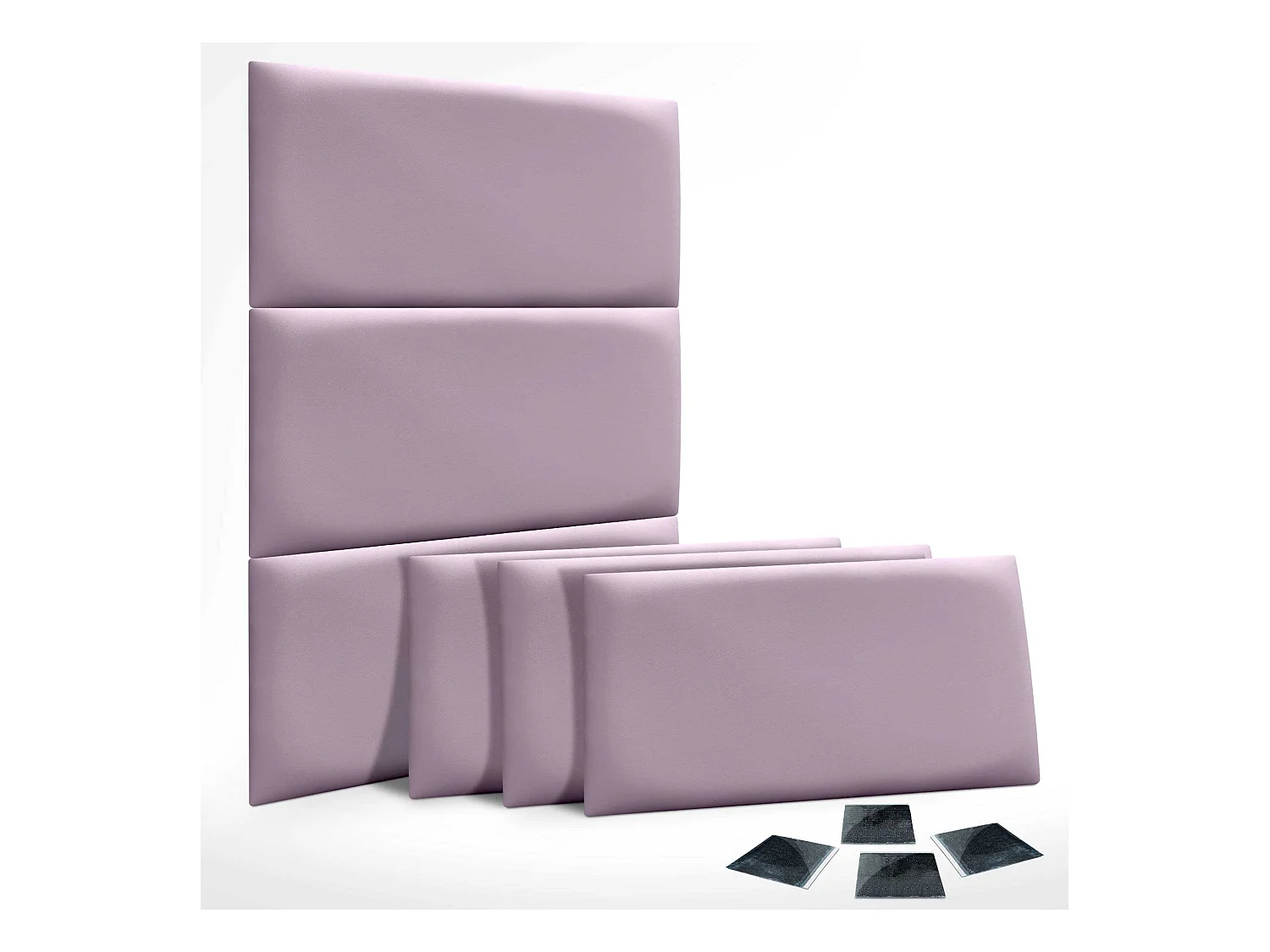 Lot de 1 panneau rembourré en similicuir écologique DHOME autocollant pour protection acoustique murale absorbante (Lilas, 50 x 30 cm, x6)
