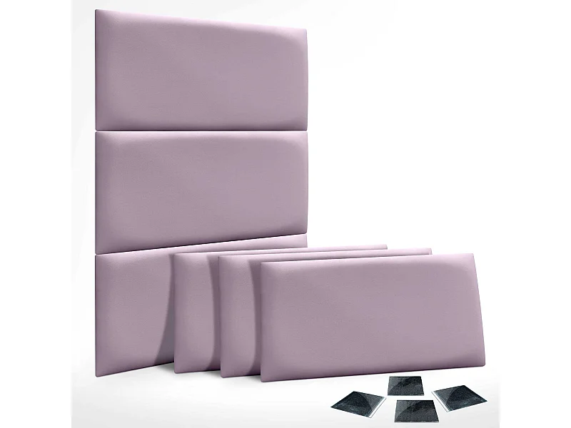 Lot de 1 panneau rembourré en similicuir écologique DHOME autocollant pour protection acoustique murale absorbante (Lilas, 50 x 30 cm, x6)