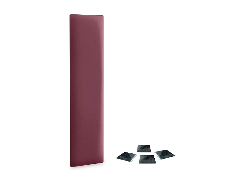 Lot de 1 panneau rembourré en similicuir écologique DHOME, autocollant pour protection acoustique murale absorbante (Rouge vin, 60 x 20 cm, x1)