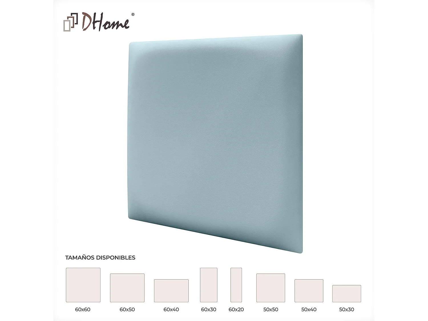 DHOME Panneaux Rembourrés en Similicuir Autocollants pour Mur Acoustiques Absorbants Protection contre les Chocs Têtes de Lit (bleu clair, 50x50cm)
