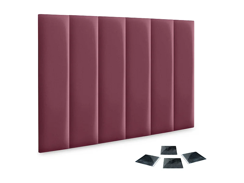 Lot de 1 panneau rembourré en similicuir écologique DHOME autocollant pour protection acoustique murale absorbante (Rouge vin, 60 x 20 cm, x6)