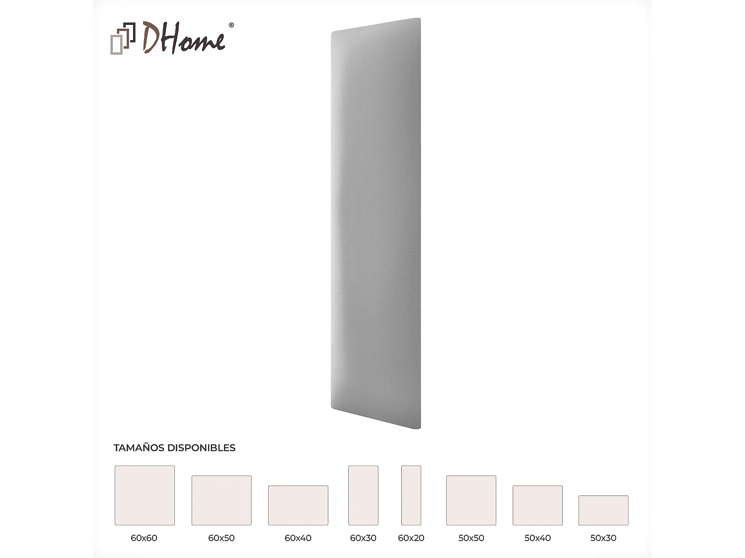 DHOME Panneaux Rembourrés en Similicuir Autocollants pour Mur Acoustiques Absorbants Protection contre les Chocs Têtes de Lit (gris clair, 60x20cm)