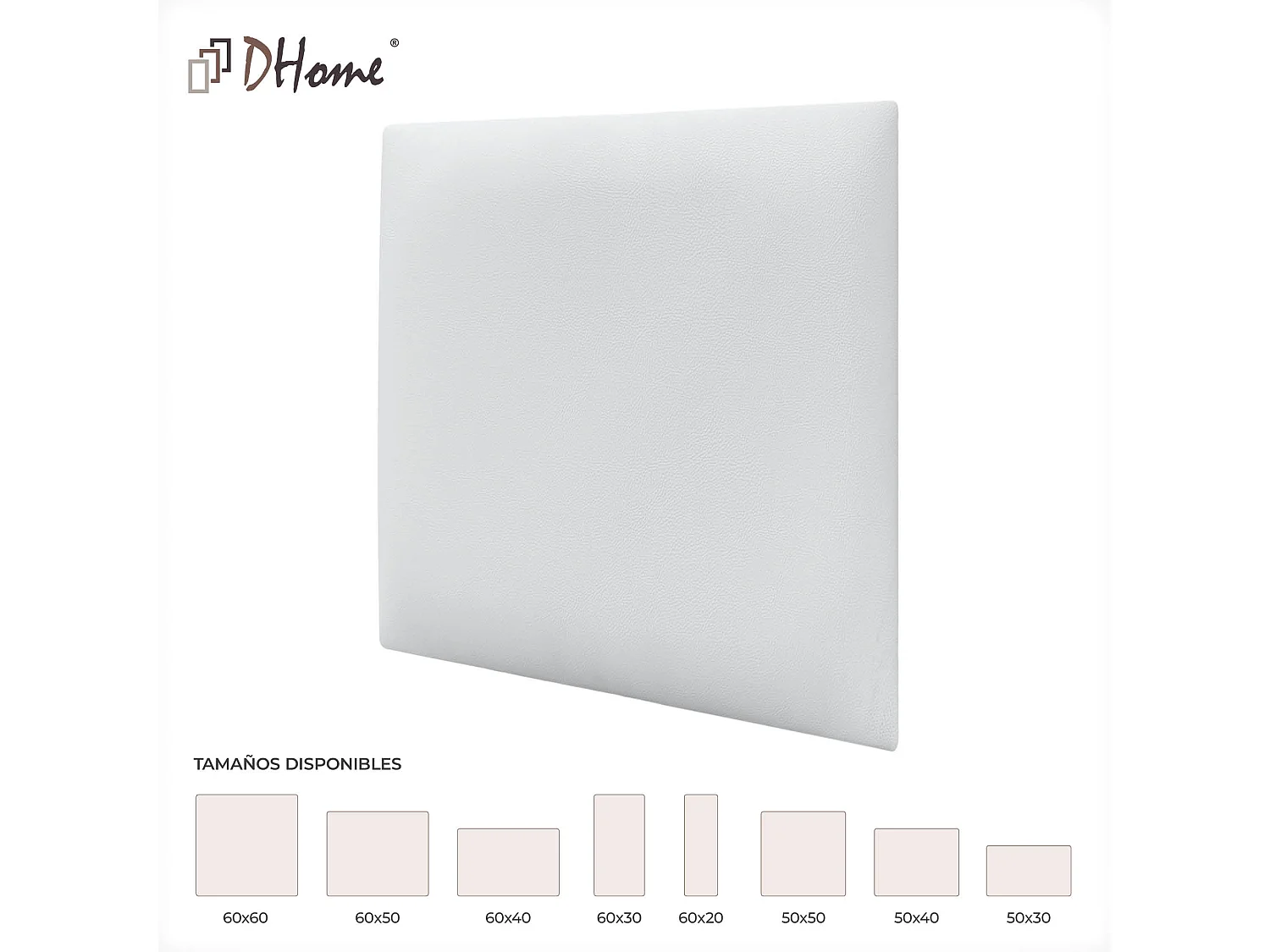 DHOME Panneaux Rembourrés en Similicuir Autocollants pour Mur Acoustiques Absorbants Protection contre les Chocs Têtes de Lit (blanc, 50x50cm)