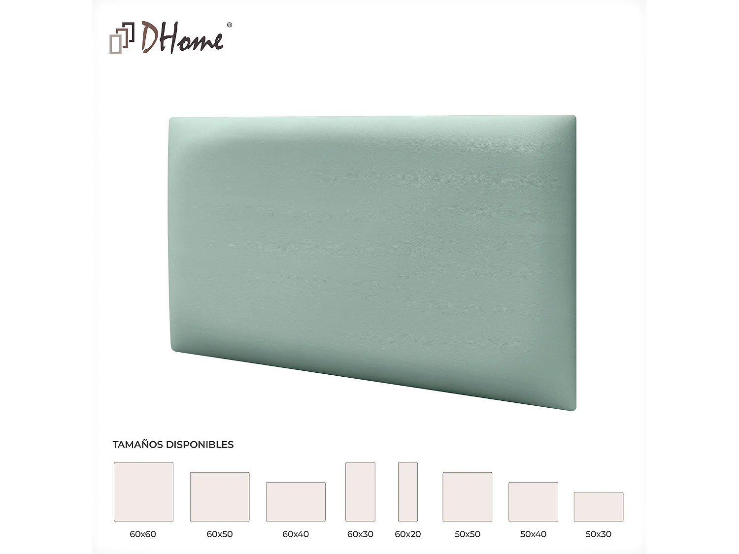 DHOME Panneaux Rembourrés en Similicuir Autocollants pour Mur Acoustiques Absorbants Protection contre les Chocs Têtes de Lit (vert d'eau, 60x40cm)