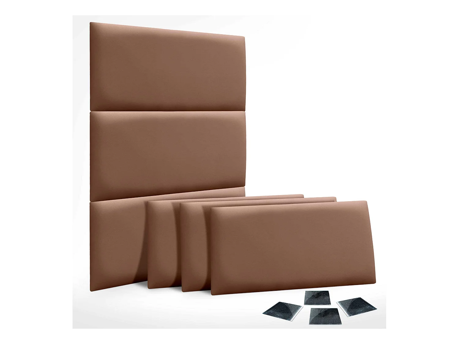 DHOME Set mit 6 umweltfreundlichen Kunstleder-Polsterplatten, selbstklebendes Paket für Wände, schallabsorbierender Schutz(Ton, 60 x 50 cm x 6)