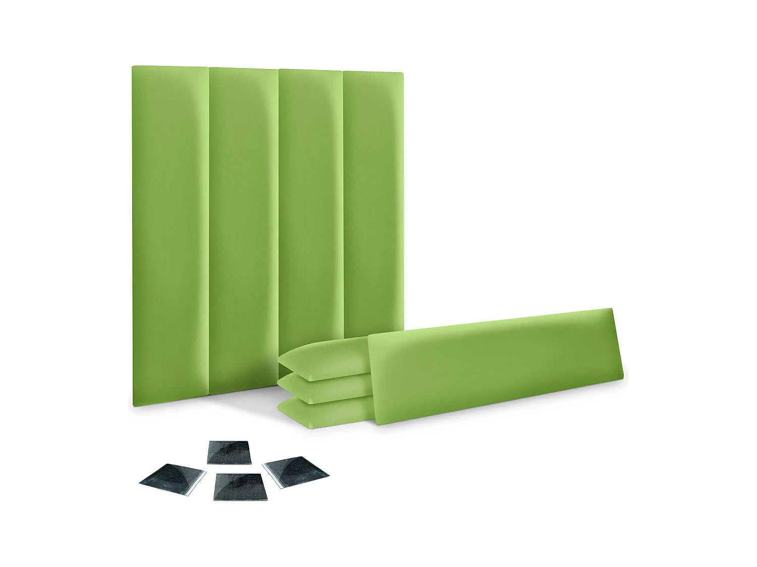 DHOME Set di 8 pannelli imbottiti in similpelle ecologica Confezione autoadesiva per protezione acustica assorbente da parete (verde, 60x20 cm, x8)