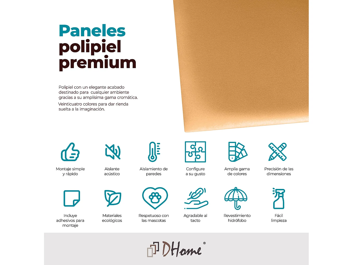 DHOME Panneaux Rembourrés en Similicuir Autocollants pour Mur Acoustiques Absorbants Protection contre les Chocs Têtes de Lit (or, 60x20cm)