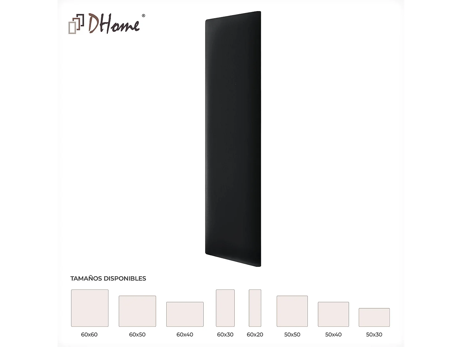 DHOME Selbstklebende Wandpaneele aus Kunstleder, schallabsorbierender Schutz, Stoßschutz, Kopfteile, Dekoration (Schwarz, 60 x 20 cm)