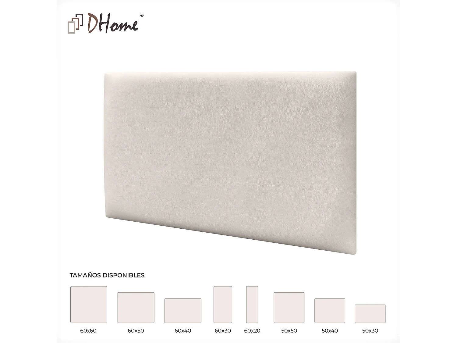 DHOME Panneaux Rembourrés en Similicuir Autocollants pour Mur Acoustiques Absorbants Protection contre les Chocs Têtes de Lit (blanc cassé, 50x30cm)