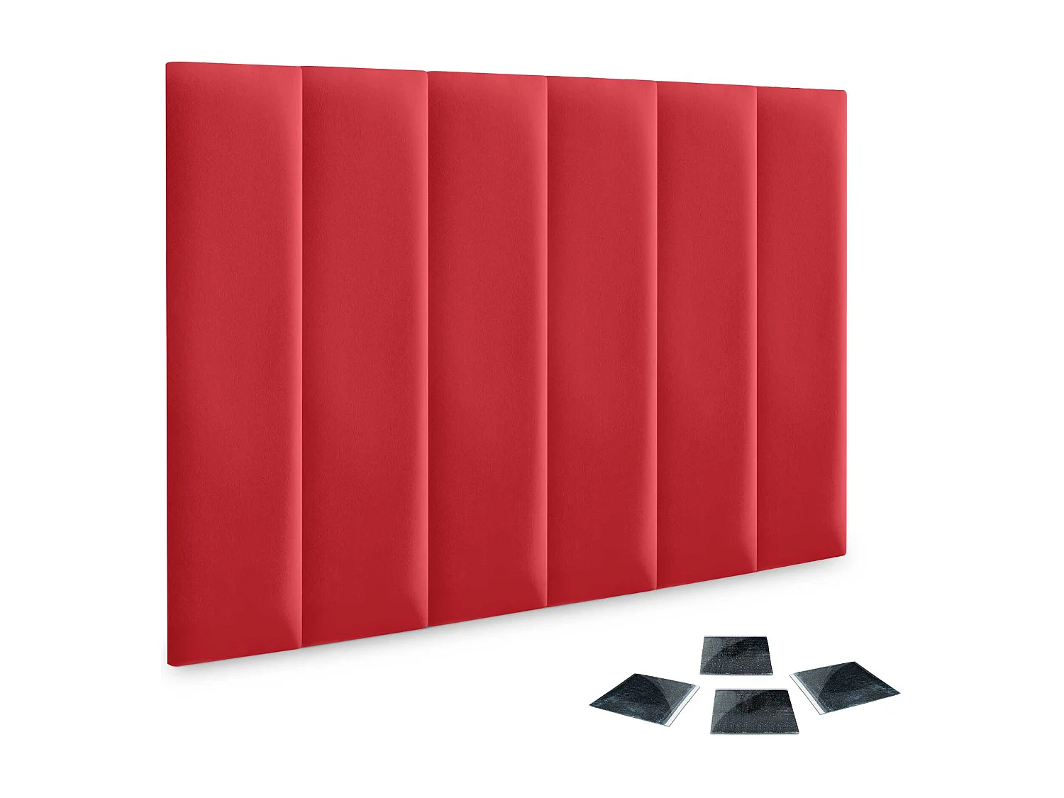 Lot de 1 panneau rembourré en similicuir écologique DHOME autocollant pour protection acoustique murale absorbante (Rouge, 60 x 30 cm, x6)