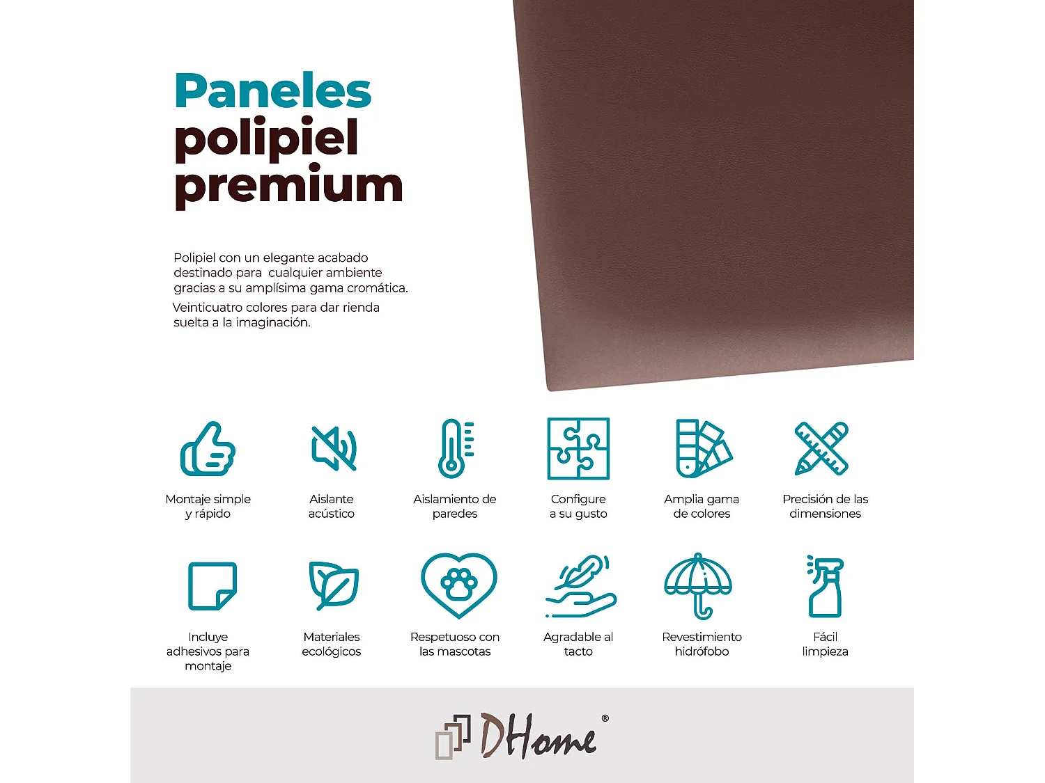DHOME Panneaux Rembourrés en Similicuir Autocollants pour Mur Acoustiques Absorbants Protection contre les Chocs Têtes de Lit (chocolat, 60x50cm)