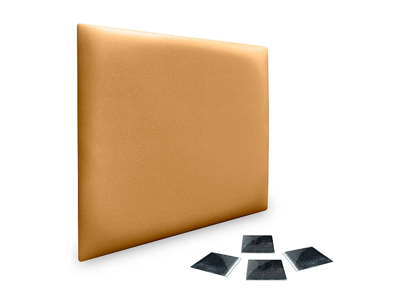 Lot de 1 panneau rembourré en similicuir écologique DHOME autocollant pour protection acoustique murale absorbante (or, 50 x 50 cm, x1)
