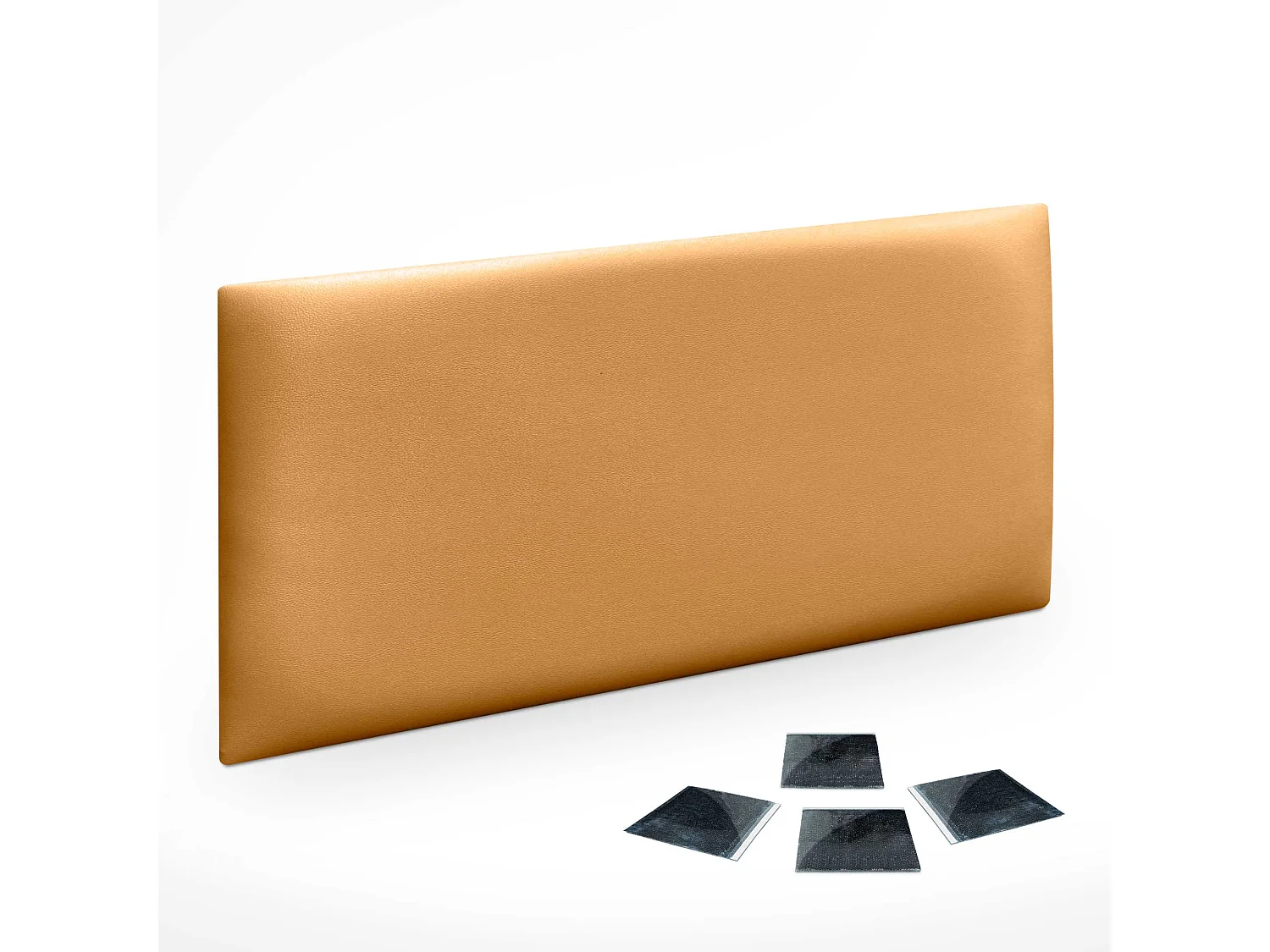 Lot de 1 panneau rembourré en similicuir écologique DHOME autocollant pour protection acoustique murale absorbante (or, 60 x 40 cm, x1)