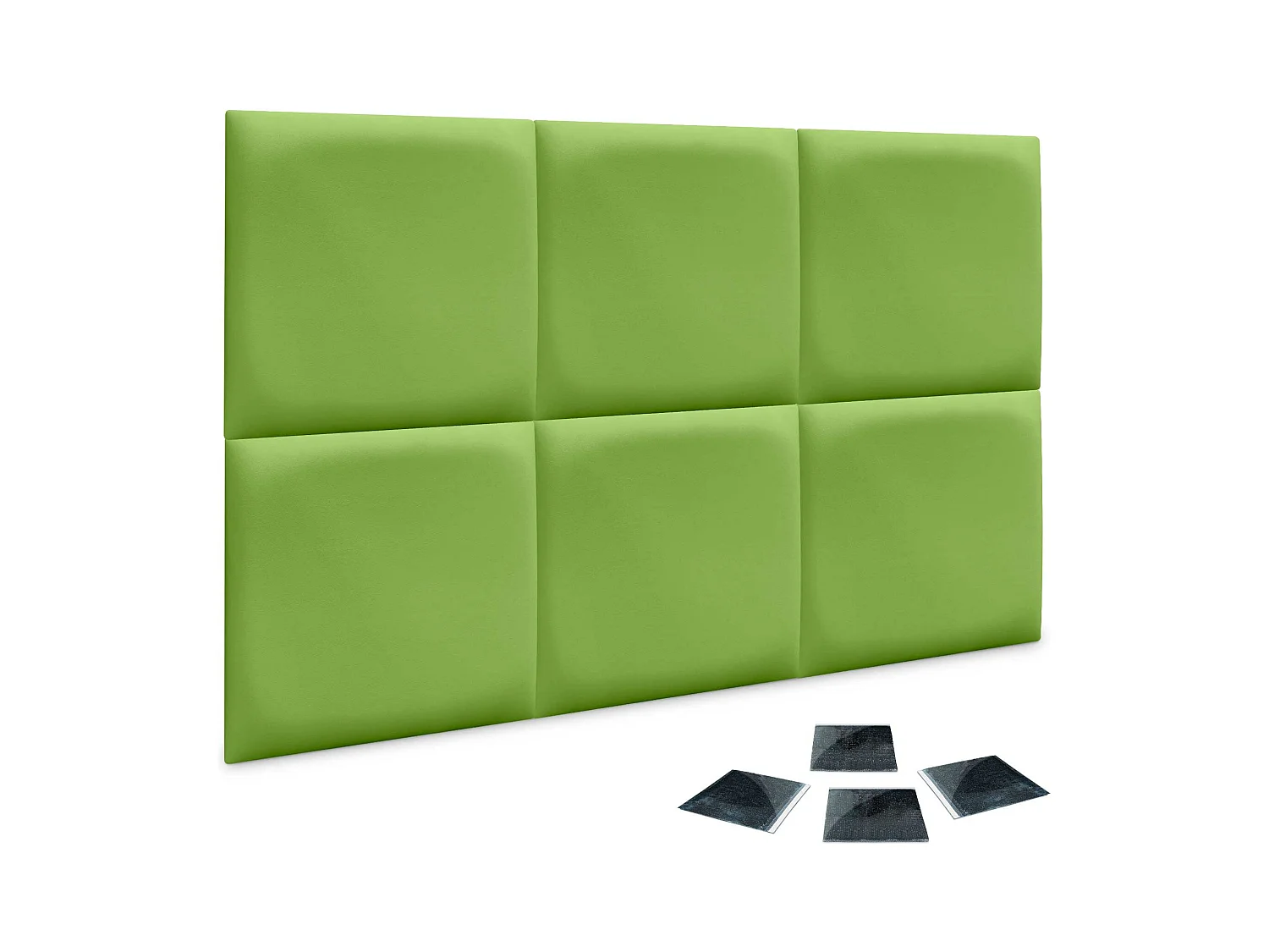 DHOME Set mit 6 umweltfreundlichen Kunstleder-Polsterplatten, selbstklebendes Paket für Wände, schallabsorbierender Schutz(Grün, 50x50 cmx6)