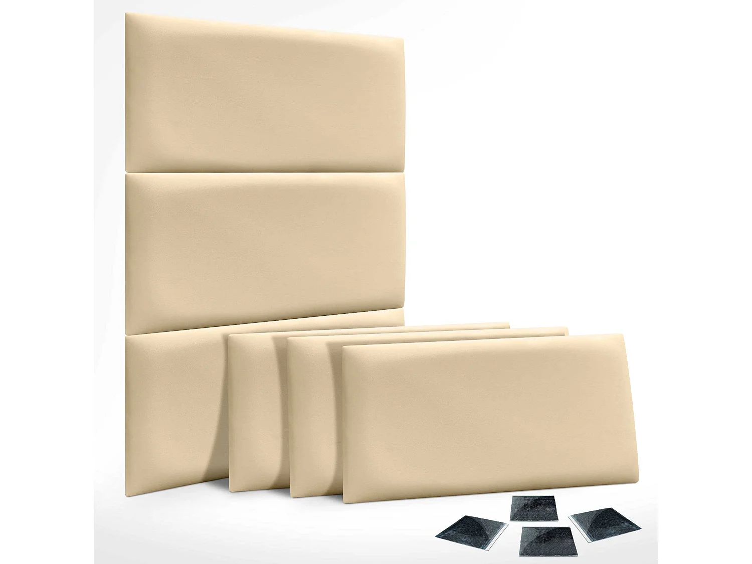 DHOME Set di 6 pannelli imbottiti in similpelle ecologica Confezione autoadesiva per protezione acustica assorbente da parete (Vaniglia, 60x40cm, x6)