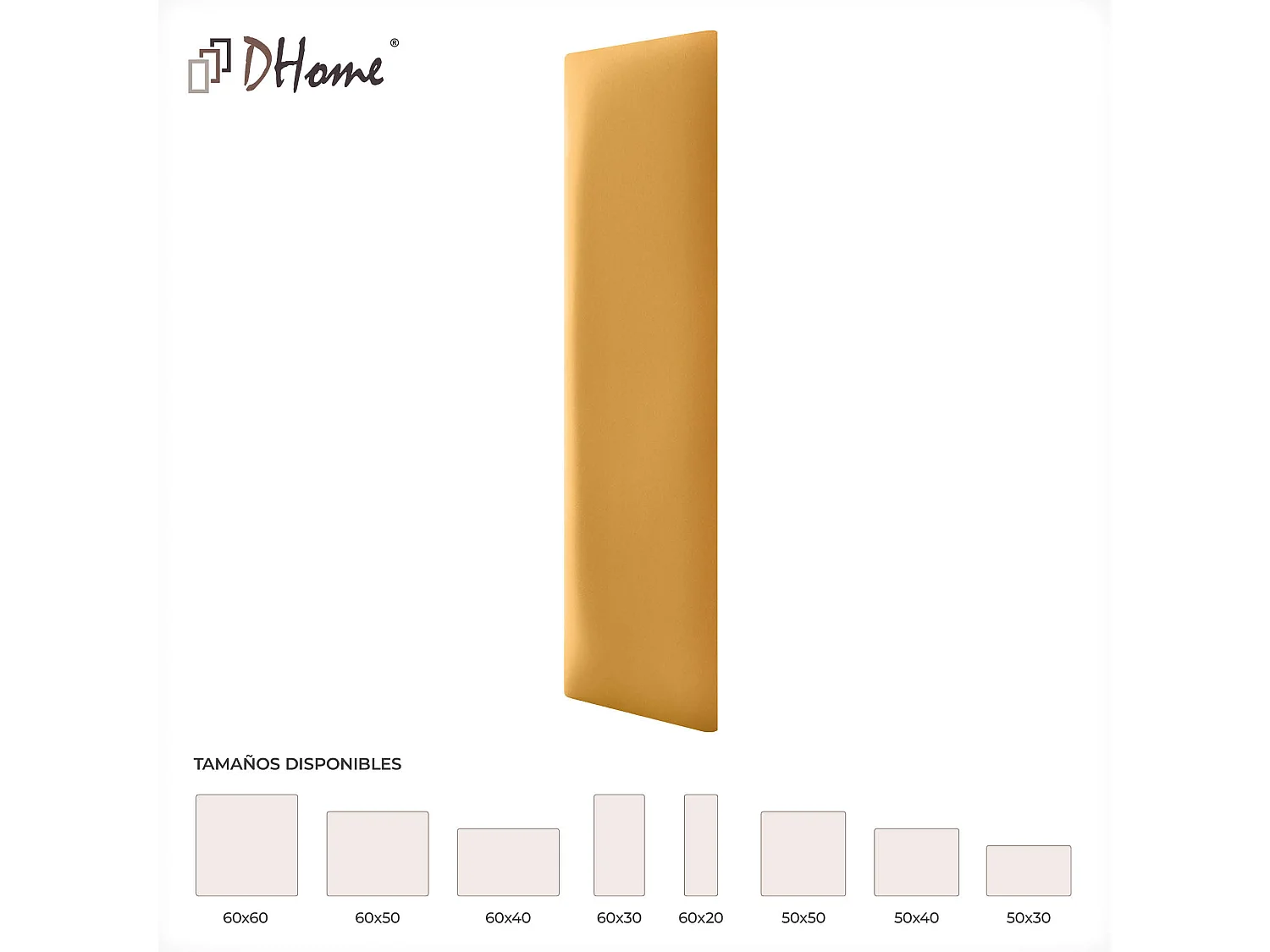 DHOME Panneaux Rembourrés en Similicuir Autocollants pour Mur Acoustiques Absorbants Protection contre les Chocs Têtes de Lit (moutarde, 60x20cm)