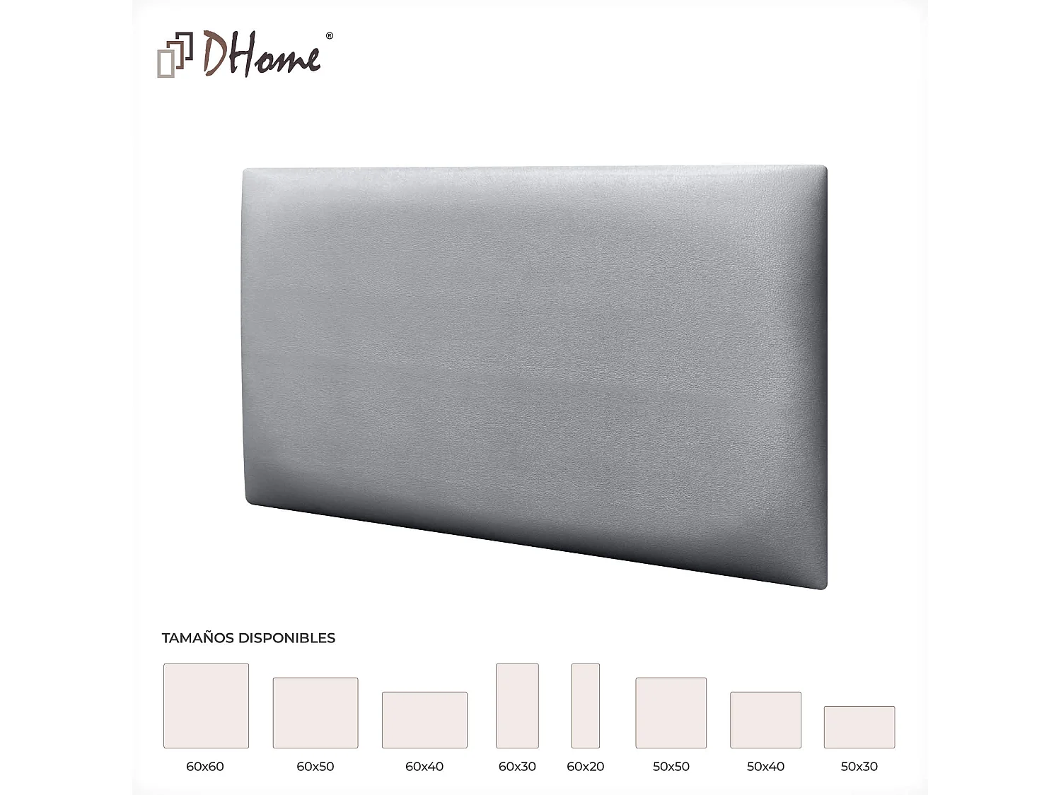 DHOME Selbstklebende Wandpaneele aus Kunstleder, schallabsorbierender Schutz, Stoßschutz, Kopfteile, Dekoration (Silber, 50 x 30 cm)