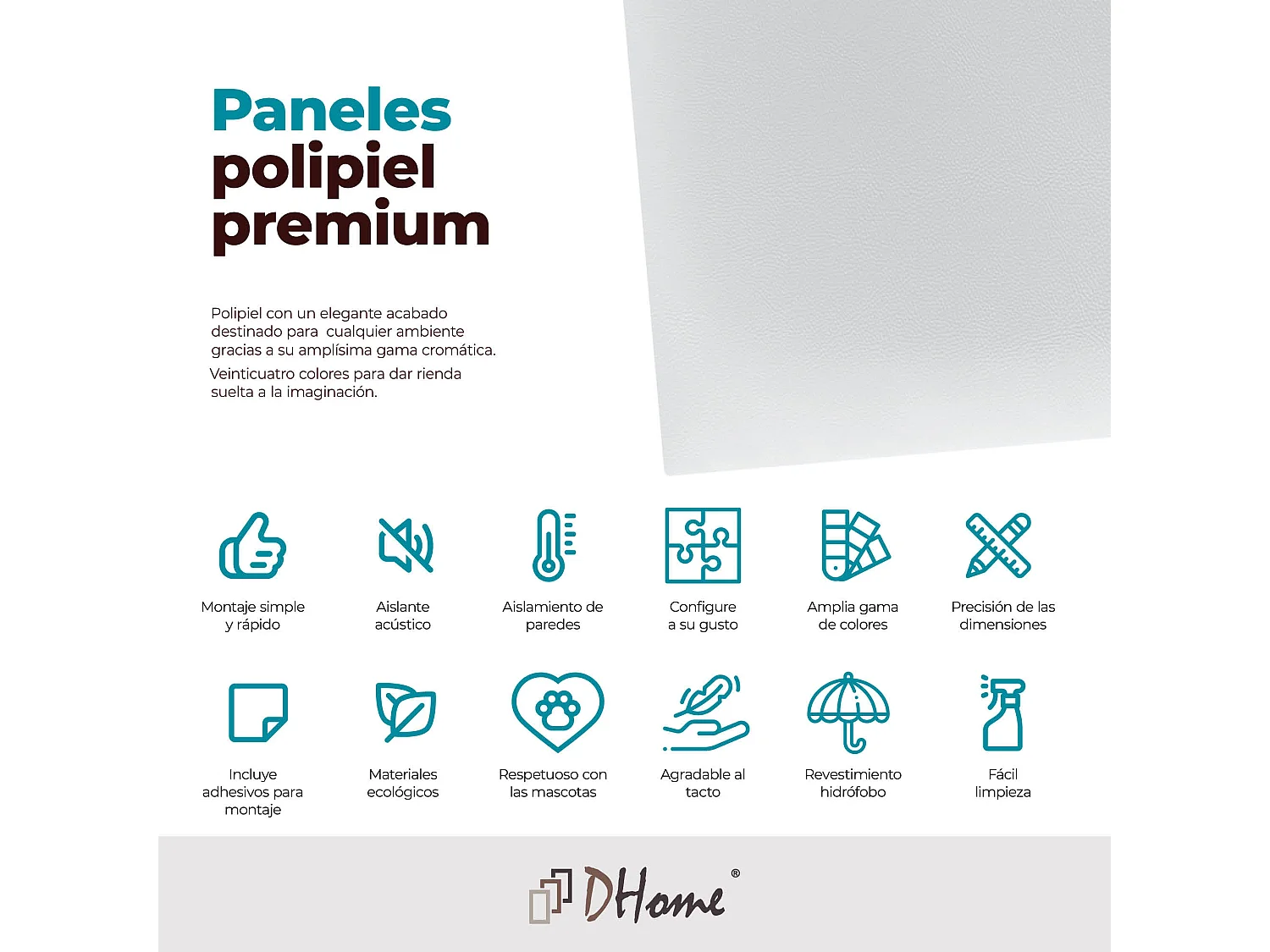 DHOME Panneaux Rembourrés en Similicuir Autocollants pour Mur Acoustiques Absorbants Protection contre les Chocs Têtes de Lit (blanc, 50x30cm)