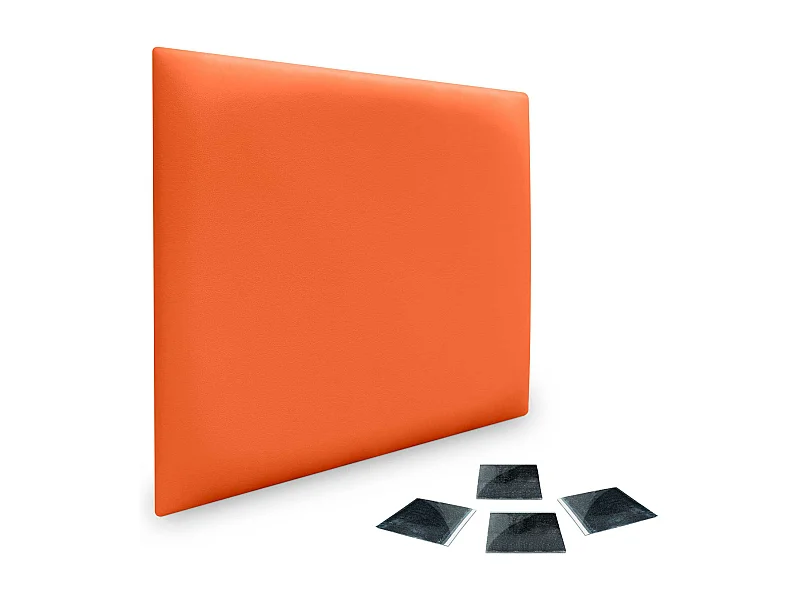 DHOME Set mit 1 umweltfreundlichen Kunstleder-Polsterplatten, selbstklebendes Paket für Wände, schallabsorbierender Schutz (Orange, 60 x 60 cm x 1)