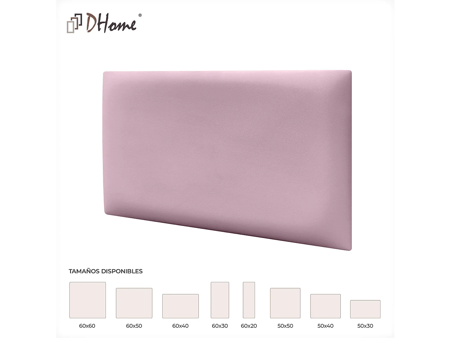 DHOME Selbstklebende Wandpaneele aus Kunstleder, schallabsorbierender Schutz, Stoßschutz, Kopfteile, Dekoration (Rosa, 50 x 40 cm)