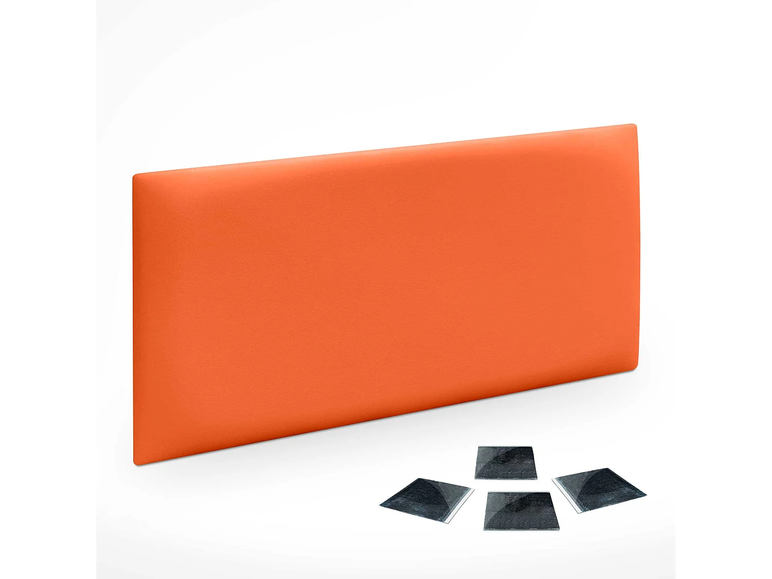 Lot de 1 panneau rembourré en similicuir écologique DHOME autocollant pour protection acoustique murale absorbante (Orange, 50 x 40 cm, x1)
