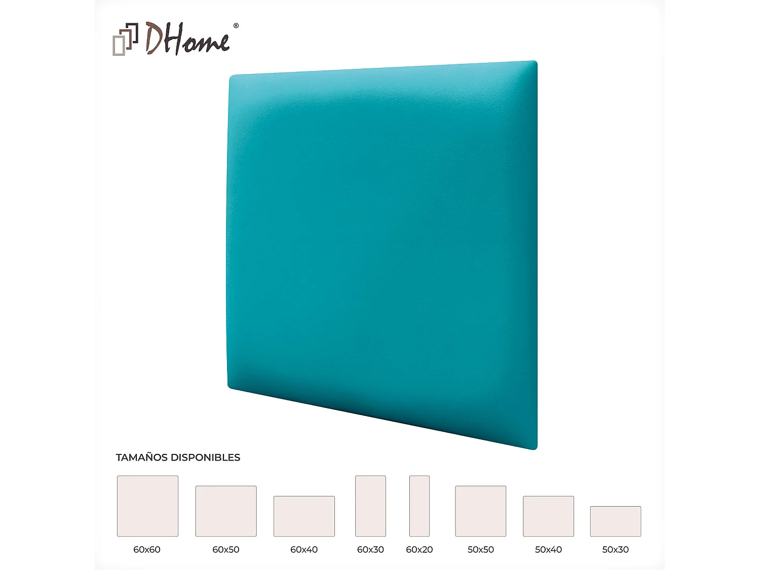 DHOME Panneaux Rembourrés en Similicuir Autocollants pour Mur Acoustiques Absorbants Protection contre les Chocs Têtes de Lit (turquoise, 60x60cm)