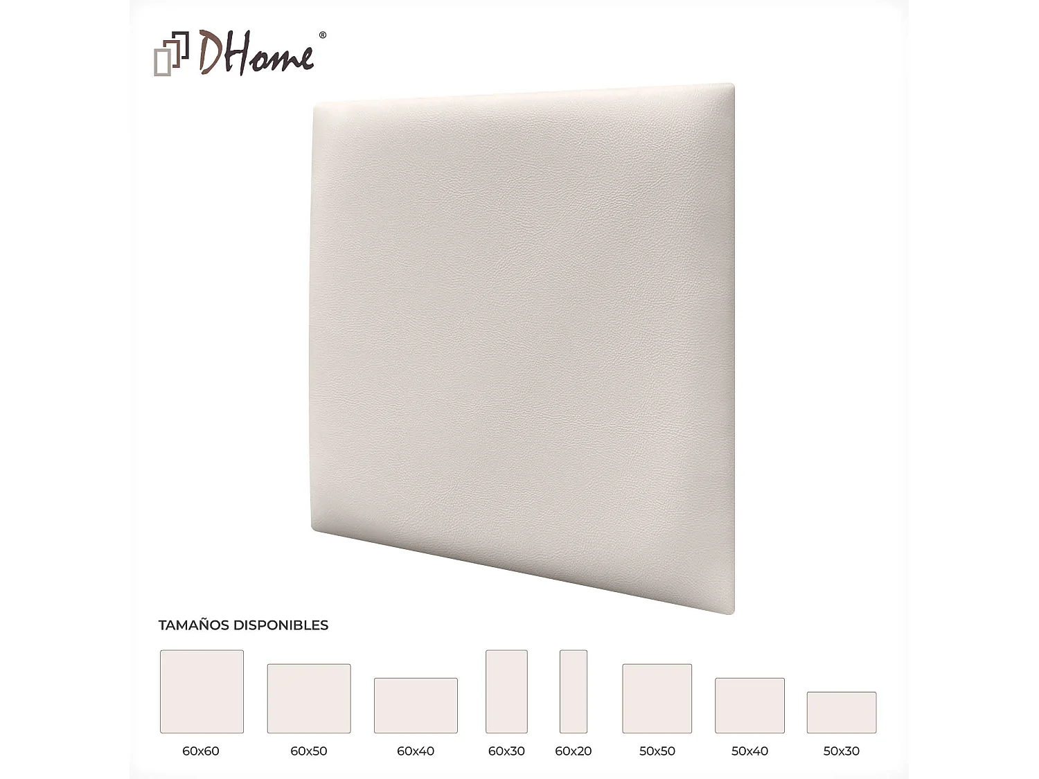 DHOME Panneaux Rembourrés en Similicuir Autocollants pour Mur Acoustiques Absorbants Protection contre les Chocs Têtes de Lit (blanc cassé, 50x50cm)