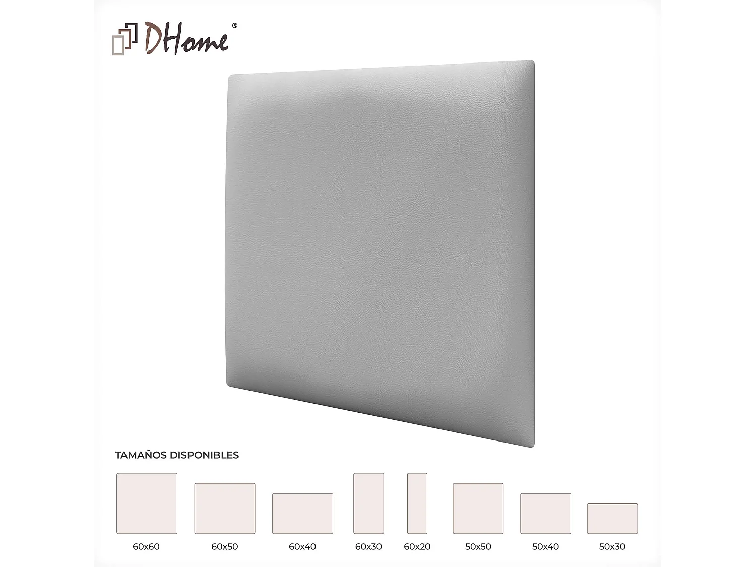 DHOME Panneaux Rembourrés en Similicuir Autocollants pour Mur Acoustiques Absorbants Protection contre les Chocs Têtes de Lit (gris clair, 50x50cm)