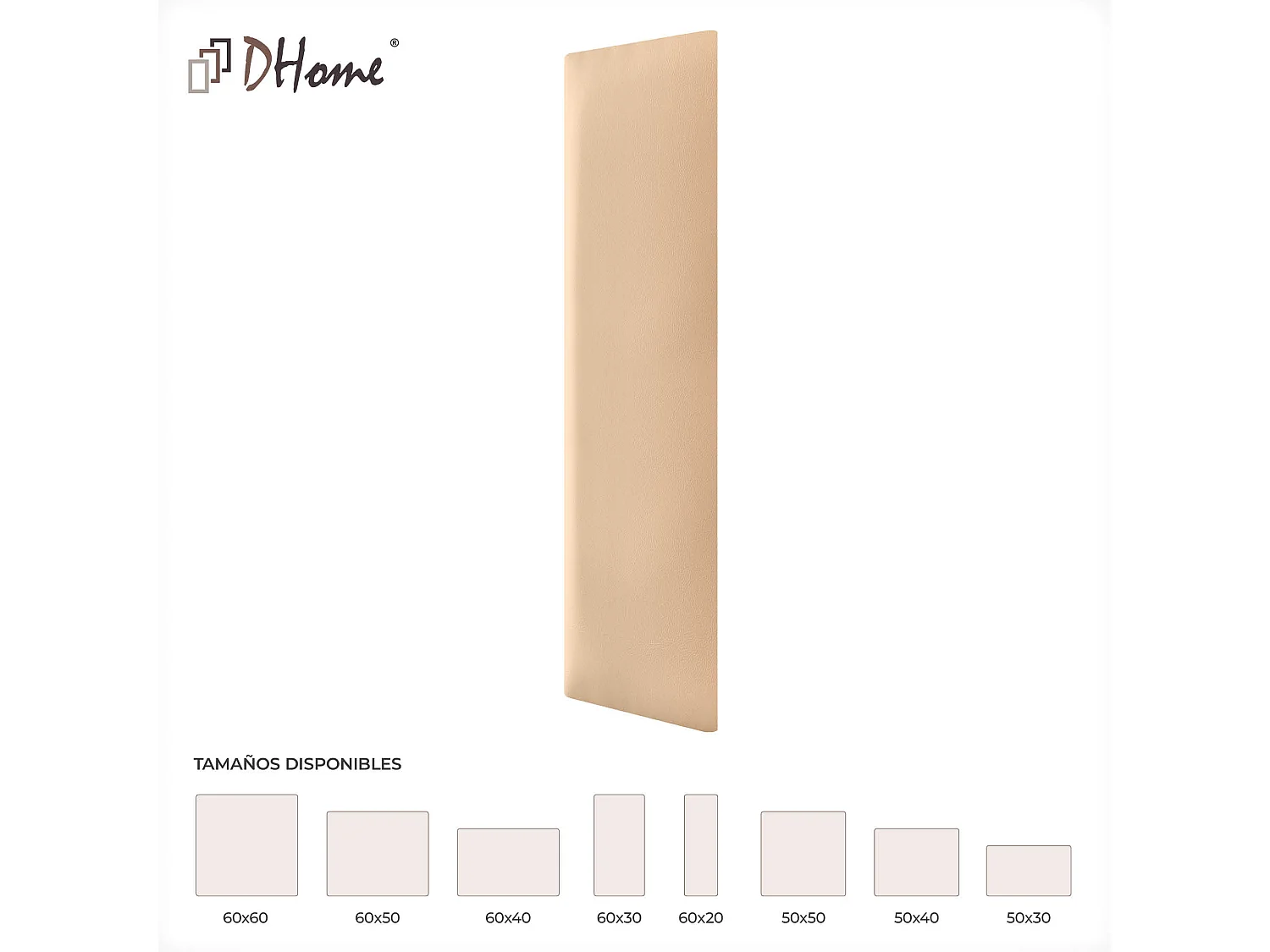DHOME Panneaux Rembourrés en Similicuir Autocollants pour Mur Acoustiques Absorbants Protection contre les Chocs Têtes de Lit (beige, 60x20cm)