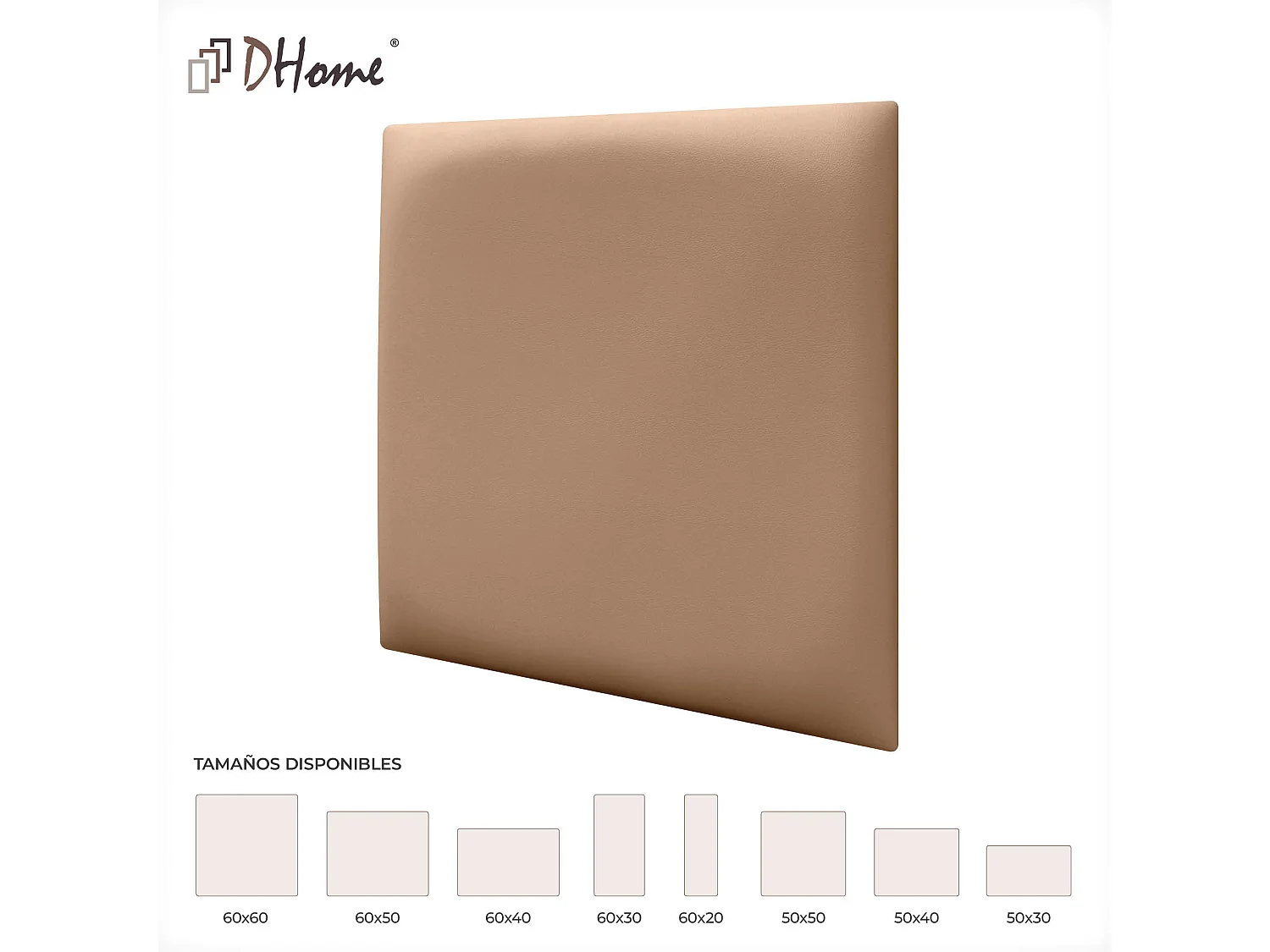 DHOME Panneaux Rembourrés en Similicuir Autocollants pour Mur Acoustiques Absorbants Protection contre les Chocs Têtes de Lit (marron clair, 60x60cm)