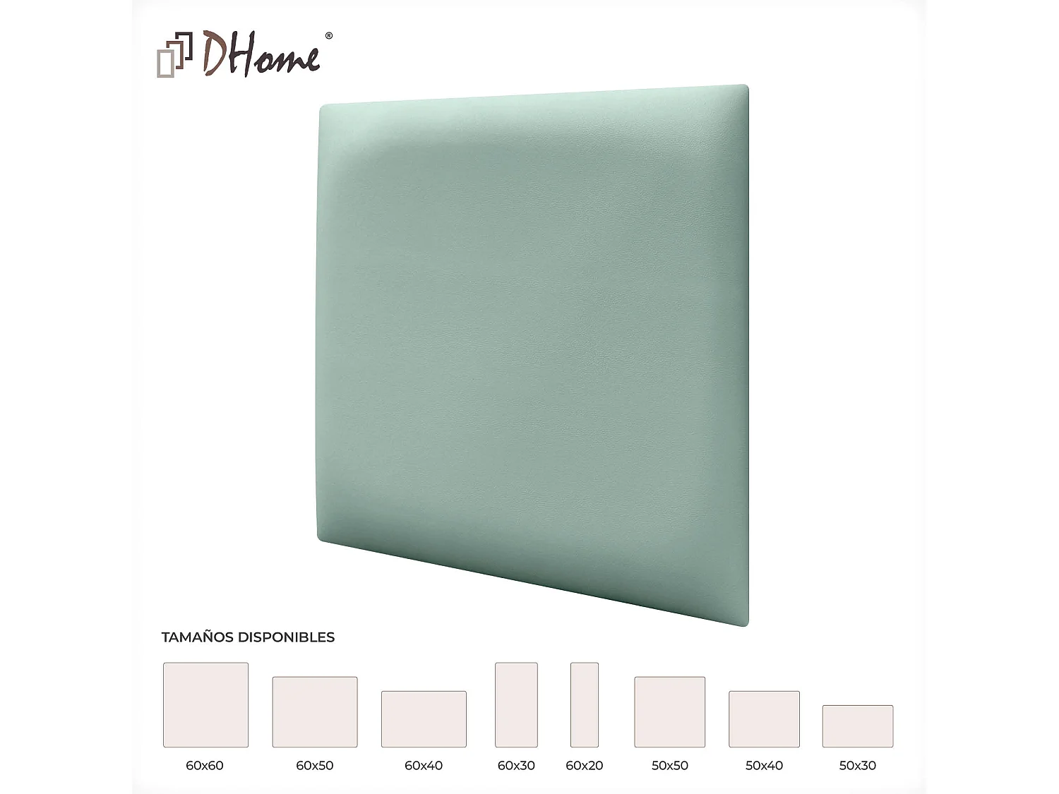 DHOME Panneaux Rembourrés en Similicuir Autocollants pour Mur Acoustiques Absorbants Protection contre les Chocs Têtes de Lit (vert d'eau, 50x50cm)