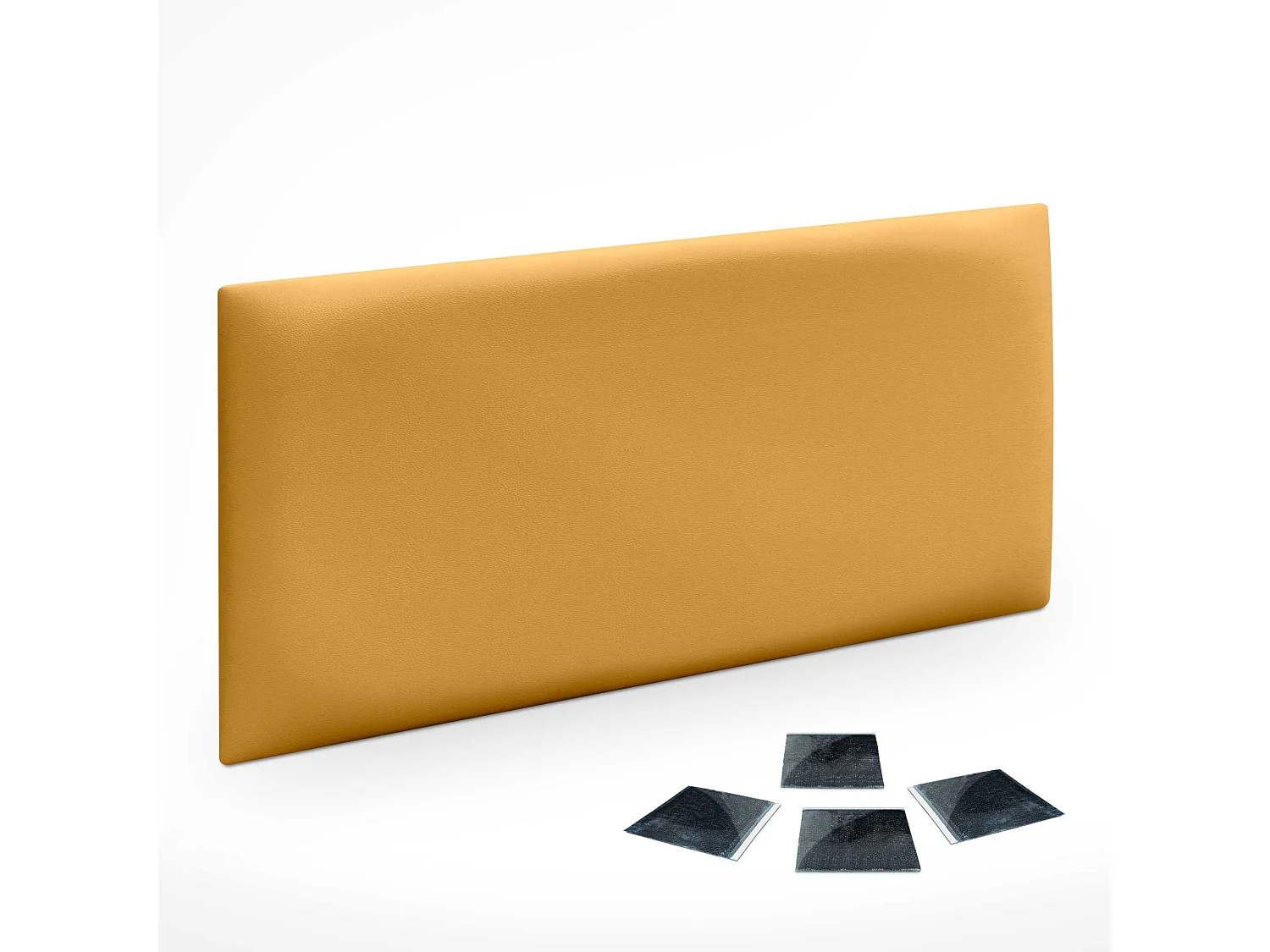 Lot de 1 panneau rembourré en similicuir écologique DHOME autocollant pour protection acoustique murale absorbante (Moutarde, 50 x 40 cm, x1)