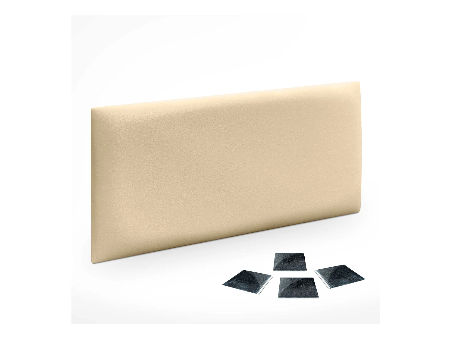 Lot de 1 panneau rembourré en similicuir écologique DHOME autocollant pour protection acoustique murale absorbante (Vanille, 60 x 40 cm, x1)