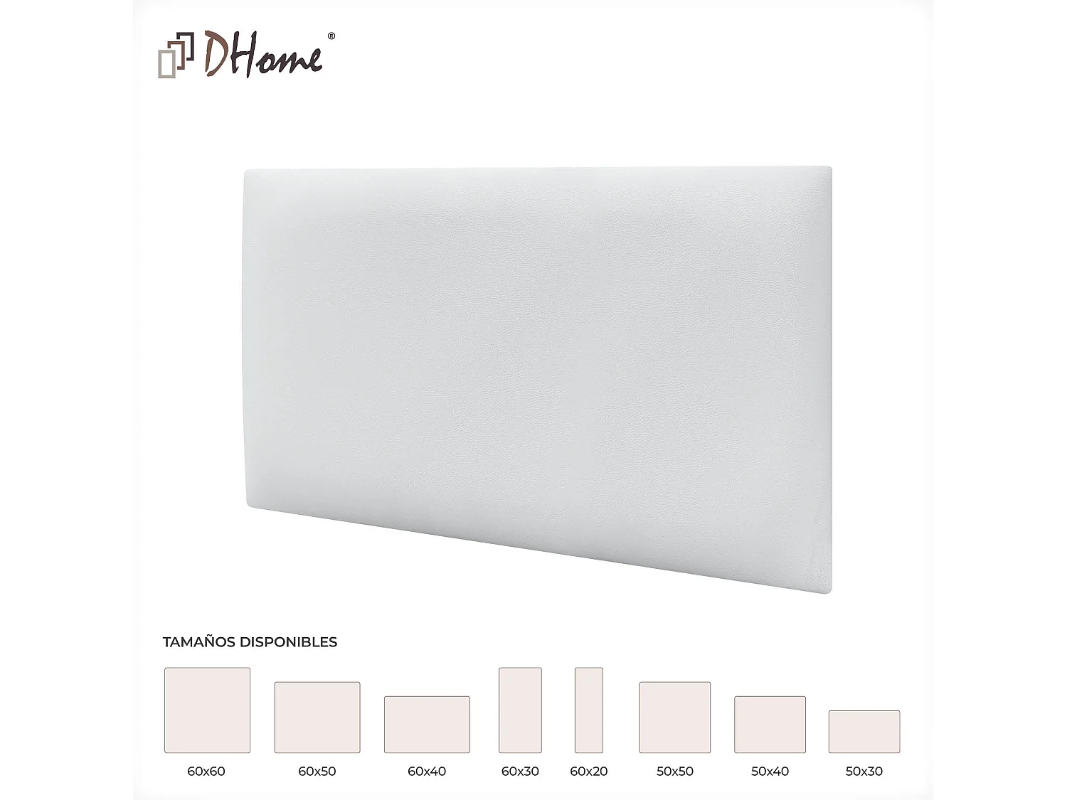 DHOME Zelfklevende Kunstleren Wandpanelen Akoestisch Absorberend Bescherming Hoofdborden Decoratie (Wit, 50x40cm)